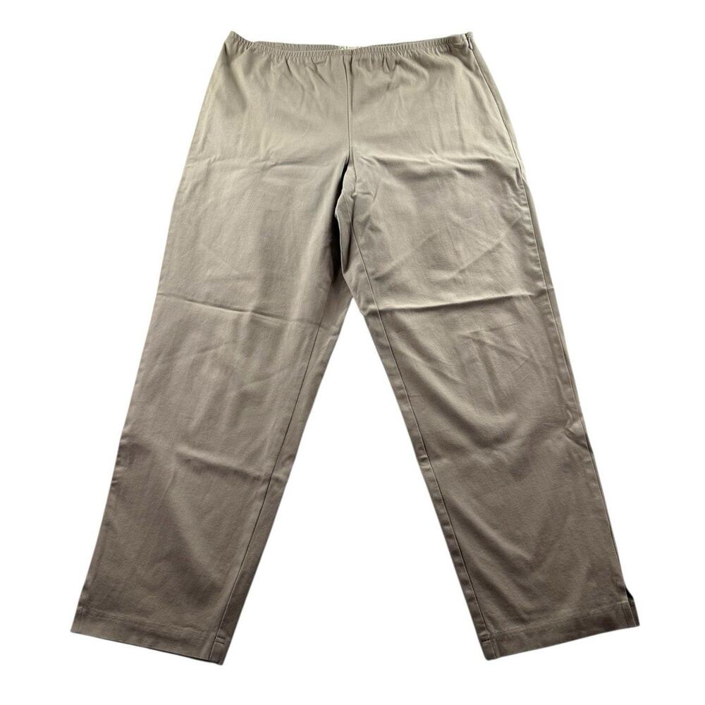 Eileen Fisher Organic Cotton Side Zip Pants M Twill Crop Tan Casual Cropped